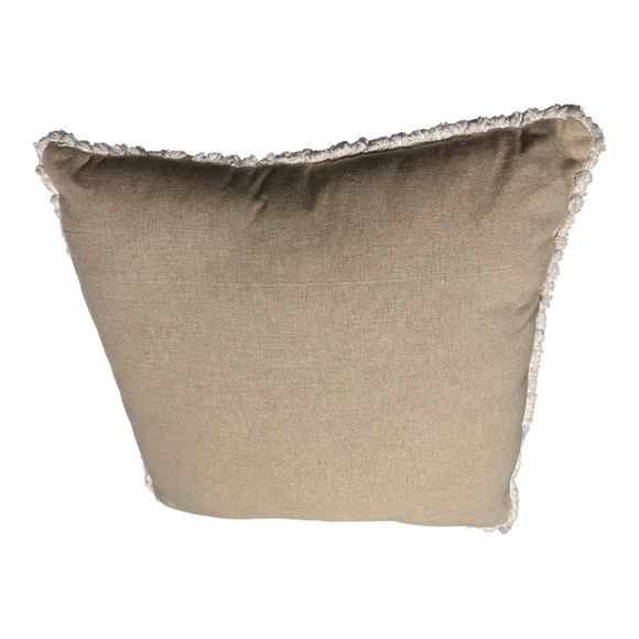 EMBROIDERED sequin flower cotton accent pillow short fringe 16 x 16 square. - Picture 2 of 10